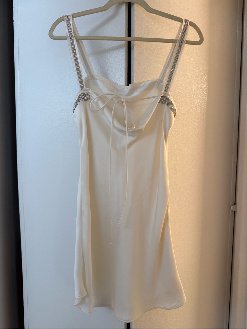 Zara white satin diamond mini dress size small - Picture 3 of 5